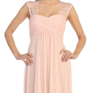New Long Formal Blush Lace Cutout Maternity Dress